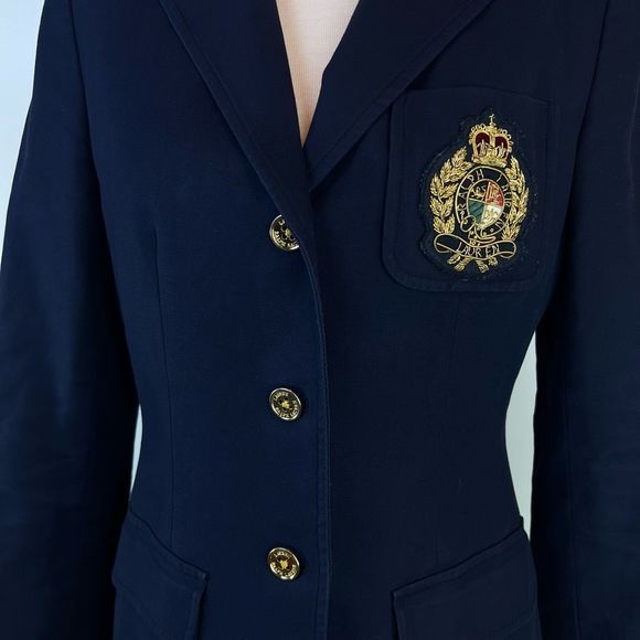 Ralph Lauren Jacket Womens 6 Navy Three Gold Buttons Preppy Blazer - Picture 2 of 14